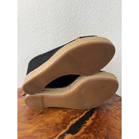 Tory Burch Majorca Black Canvas Wedge Espadrille Heels Women Size EU 35.5/US 5.5 - Picture 6 of 9